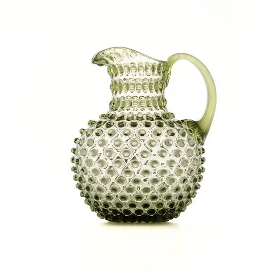 Hobnail Glass Pitcher | Moss Green | 2L | Vintage Jug