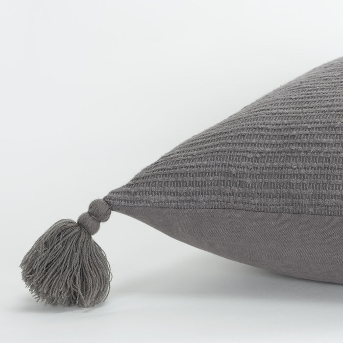 HOFFMANN GRAY SOLID STRIPE MODERN INDUSTRIAL THROW PILLOW