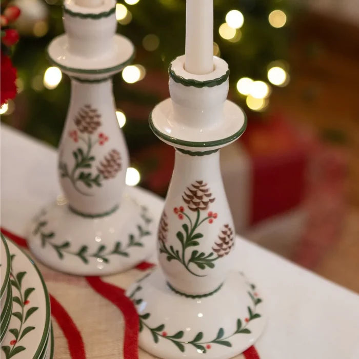 Holly & Pinecones Candlestick
