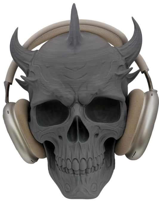 Horned Skull Headphone Stand – Gothic Gaming Headset Holder
