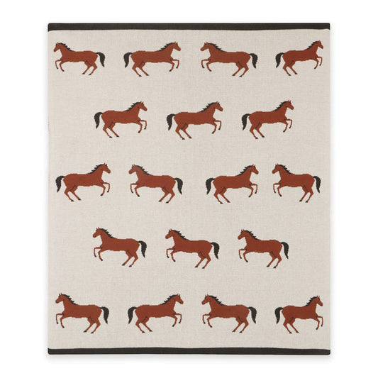 Horse - Organic Cotton Jacquard Sweater Knit Baby Blanket