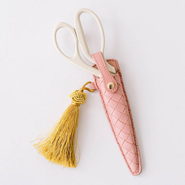 Ivory and Gold Heirloom Scissors with Case - Petunia Pink