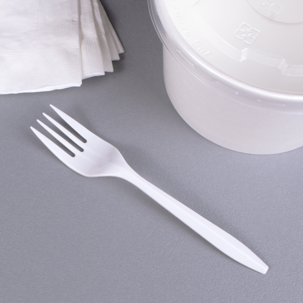 Karat PP Plastic Medium Weight Forks Bulk Box - White - 1,000 ct