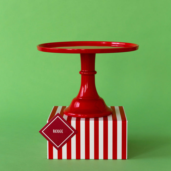 LARGE CHERRY RED PEDESTAL MELAMINE CAKE STAND