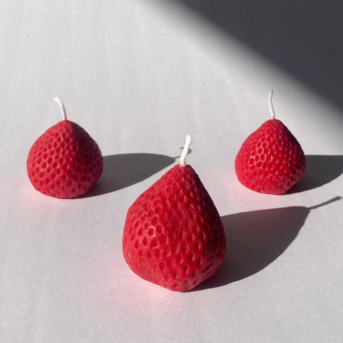 Large Strawberry Candles - 4 Pack