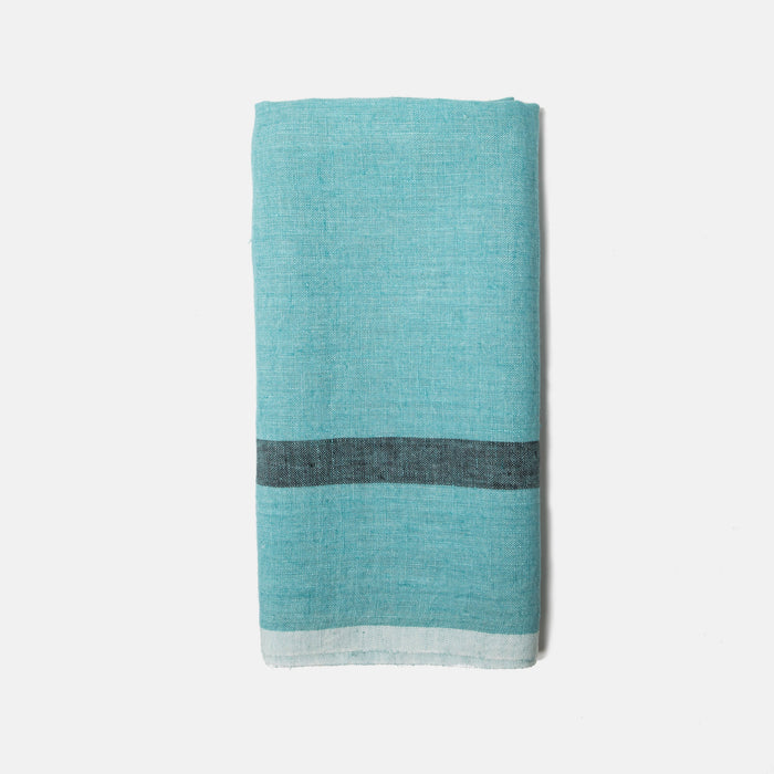 Laundered Linen Aqua/Charcoal Towels 20x30 - Set of 2