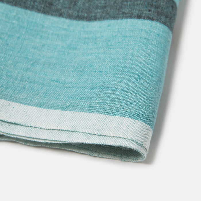 Laundered Linen Aqua/Charcoal Towels 20x30 - Set of 2