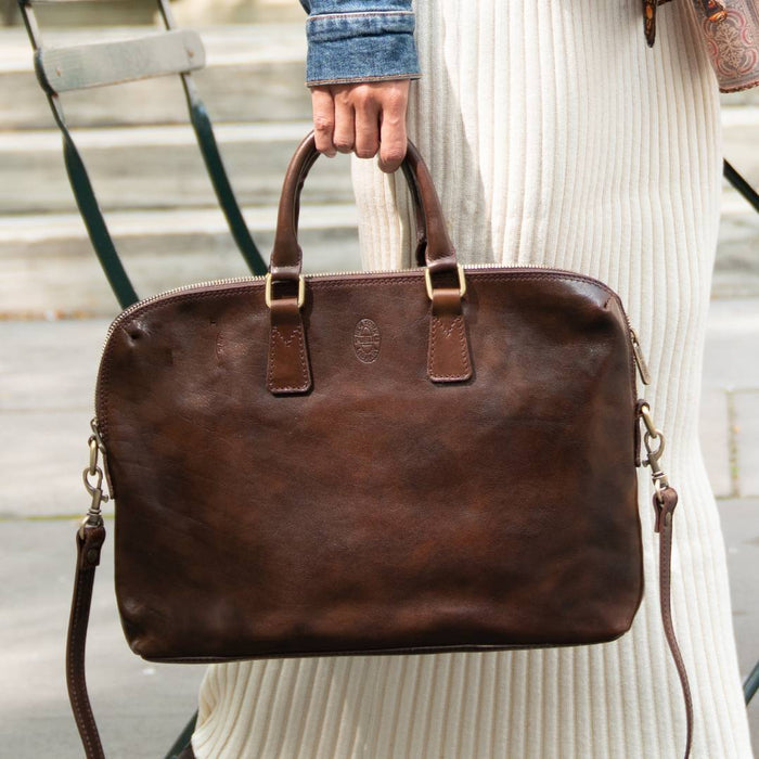 Leather NYPL Bookbinding Stamp Briefcase - The New York Public Library Shop