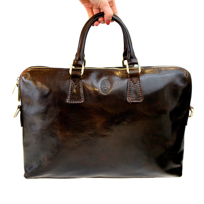 Leather NYPL Bookbinding Stamp Briefcase - The New York Public Library Shop