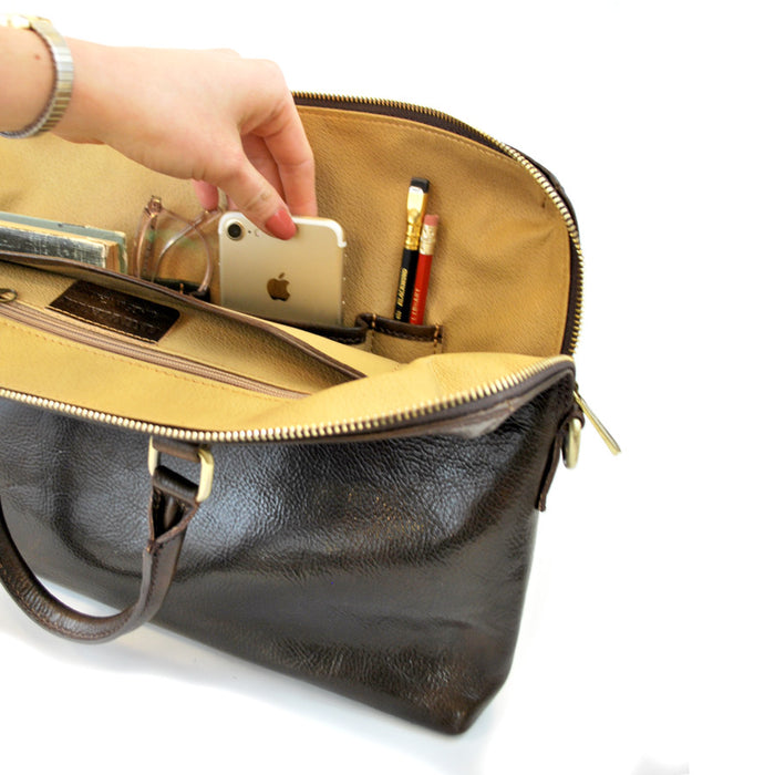 Leather NYPL Bookbinding Stamp Briefcase - The New York Public Library Shop