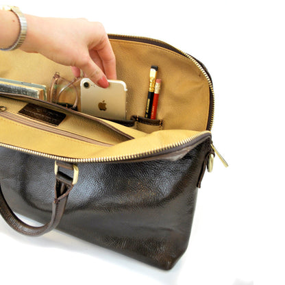 Leather NYPL Bookbinding Stamp Briefcase - The New York Public Library Shop