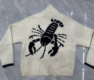 Lobster Varsity Cardigan in Ivory/Navy