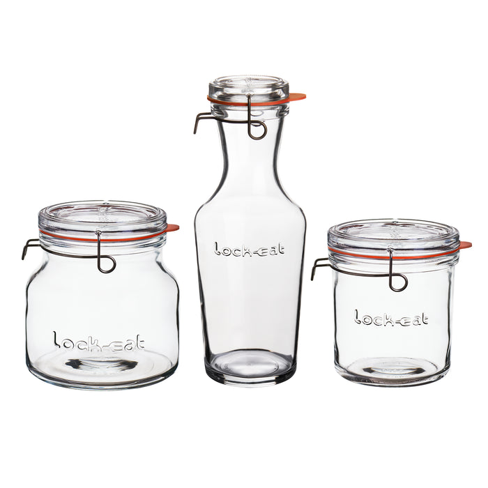Italian Premium Canning & Food Jars Set | 3pc | Lock-Eat - Luigi Bormioli USA