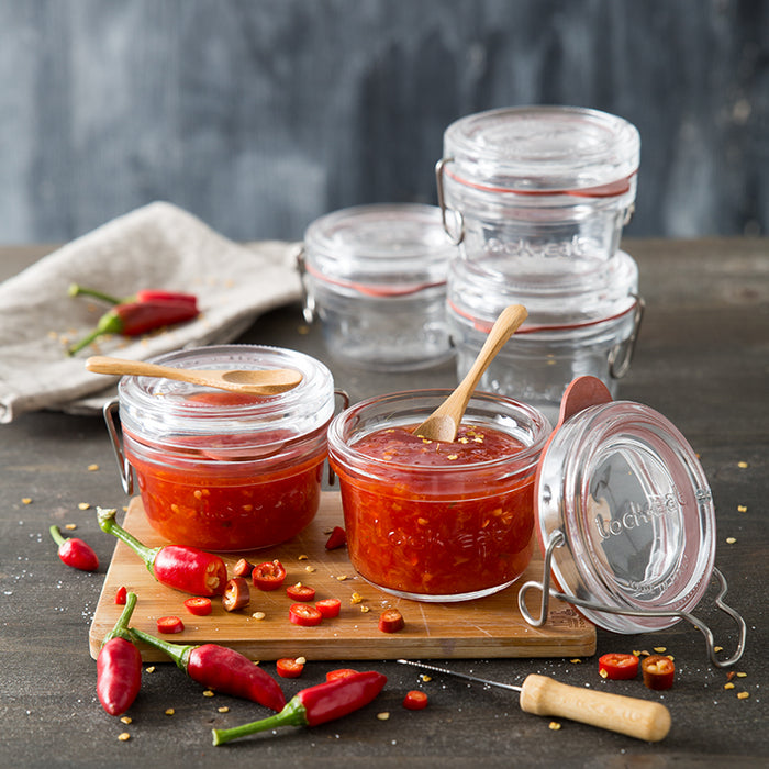 Italian Premium Canning & Food Jar | 4.25oz | Lock-Eat | Set of 6 - Luigi Bormioli USA