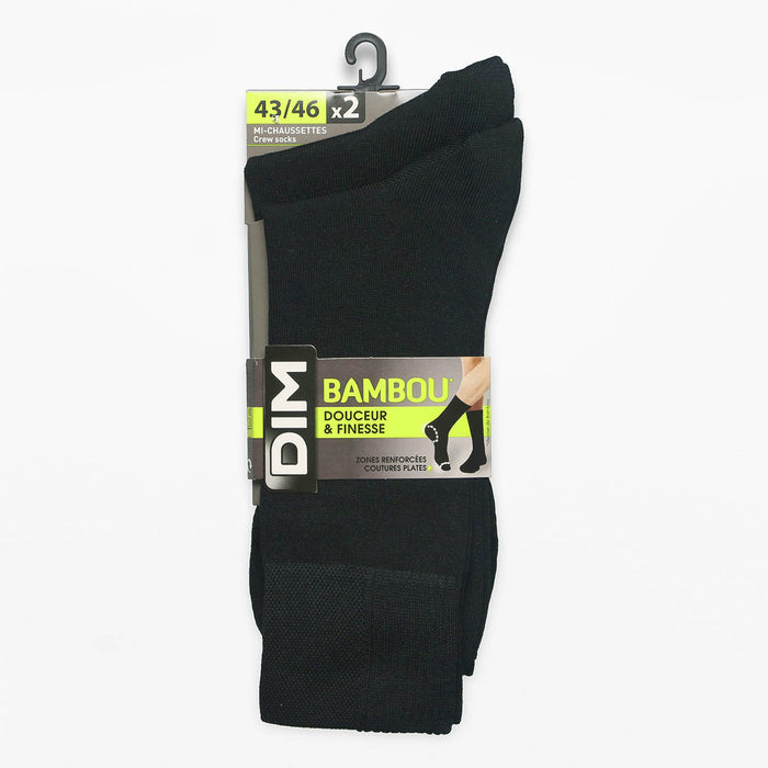 Lot de 2 paires de chaussettes homme Noir Dim Bambou