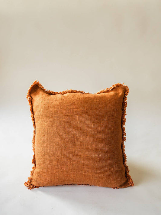 Luxe Linen Fringe Edge Square Throw Pillow