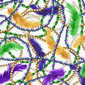 Mardi Gras Beads/Feathers White