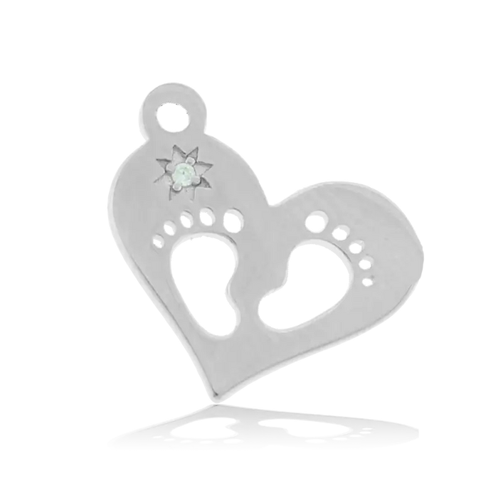 Mauve Jade Stone Bracelet with Baby Feet Sterling Silver Charm