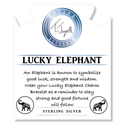 Mauve Jade Stone Bracelet with Lucky Elephant Sterling Silver Charm