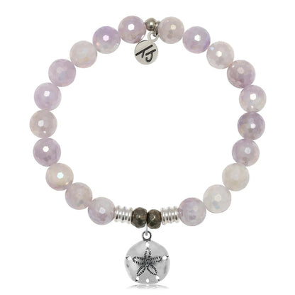 Mauve Jade Gemstone Bracelet with Sand Dollar Sterling Silver Charm