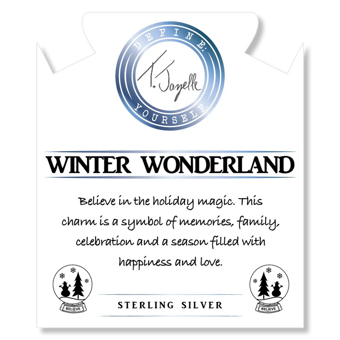 Mauve Jade Gemstone Bracelet with Winter Wonderland Sterling Silver Charm