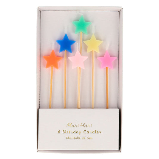 Mixed Star Candles, Set of 6