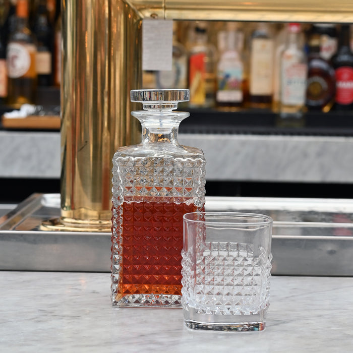 Italian Premium Elixir Whisky Set | 1 Decanter + 4 Whiskey Glasses - Luigi Bormioli USA