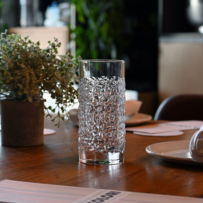 Italian Premium Textures Highball Glasses | 16.25oz | Mixology | Set of 4 - Luigi Bormioli USA