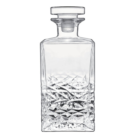 Italian Premium Textures Whiskey Decanter with Airtight Glass Stopper | 25.25oz | Mixology | 1 Piece - Luigi Bormioli USA