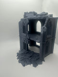 Modular Gothic Ruin Building - Two Level Line of Sight Terrain - Unpainted Tabletop Scenery, UK Delivery Included
