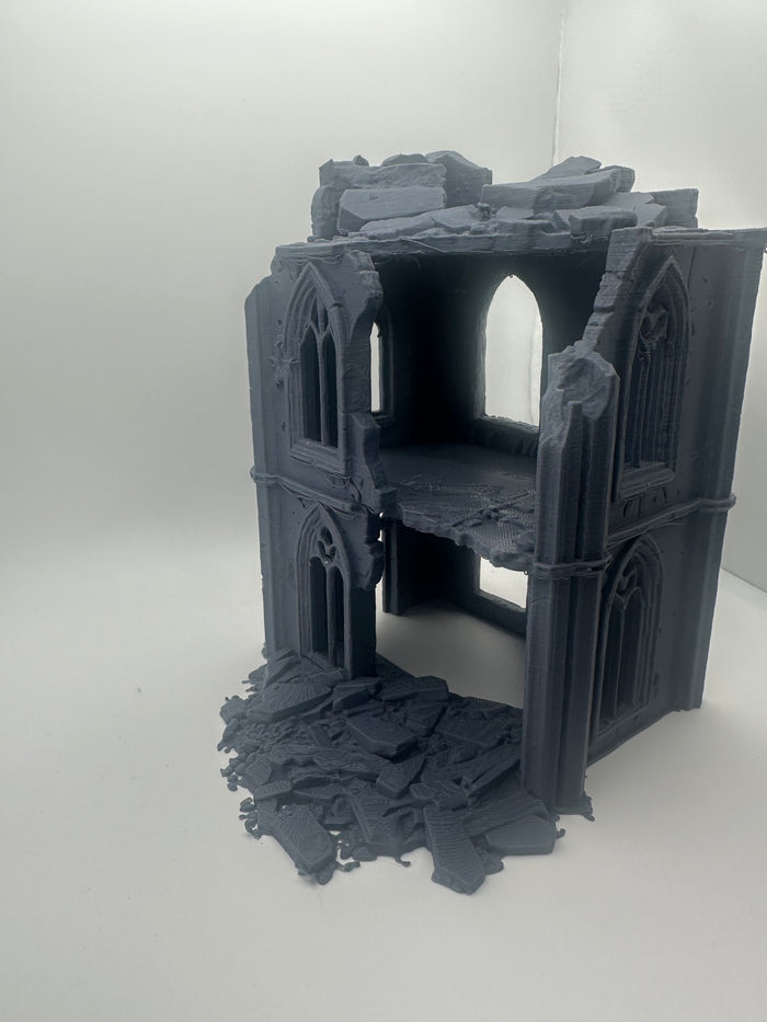 Modular Gothic Ruin Building - Two Level Line of Sight Terrain - Unpainted Tabletop Scenery, UK Delivery Included