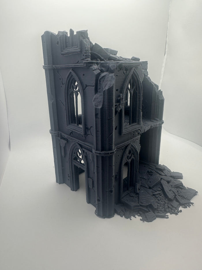 Modular Gothic Ruin Building - Two Level Line of Sight Terrain - Unpainted Tabletop Scenery, UK Delivery Included