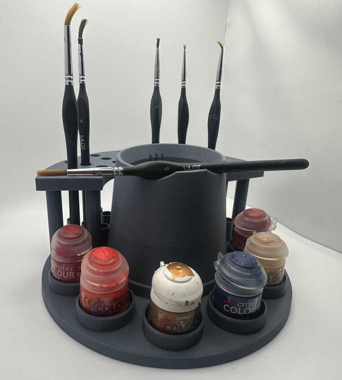 Modular Paint Station with Brush Holders and Paint Pot Storage – Fits 18ml Citadel-Style Pots - UK delivery included.