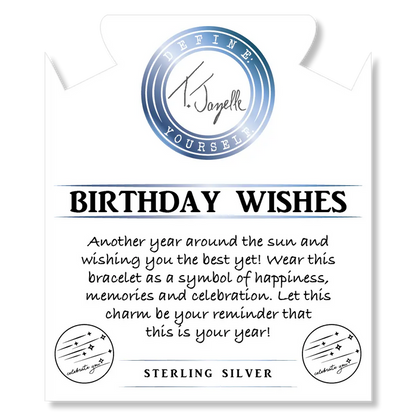 Moonstone Stone Bracelet with Birthday Wishes Sterling Silver Charm