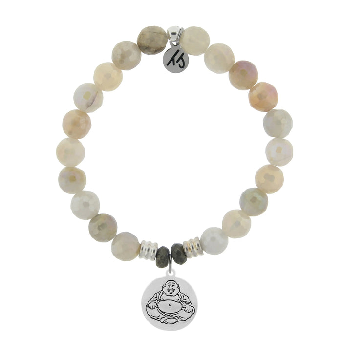 Moonstone Gemstone Bracelet with Happy Buddha Sterling Silver Charm T. Jazelle