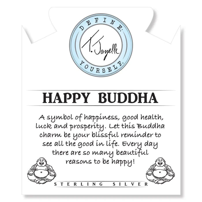 Moonstone Gemstone Bracelet with Happy Buddha Sterling Silver Charm T. Jazelle