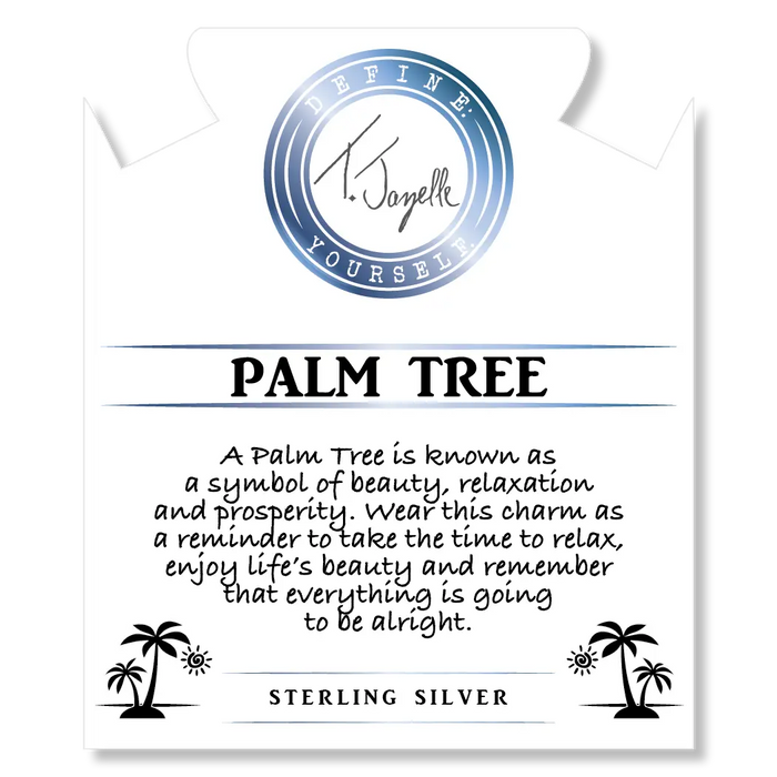 Moonstone Stone Bracelet with Palm Tree Sterling Silver Charm