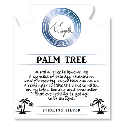 Moonstone Stone Bracelet with Palm Tree Sterling Silver Charm