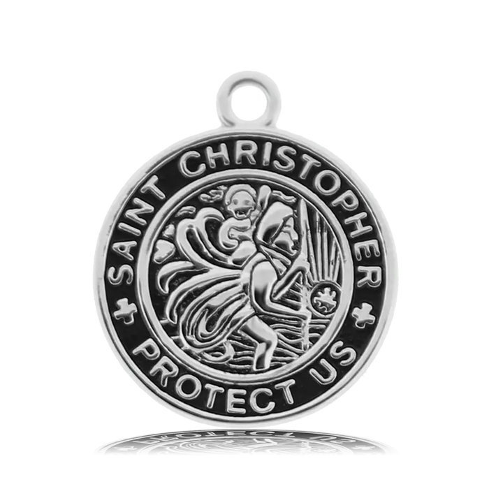Moonstone Stone Bracelet with Saint Christopher Sterling Silver Charm
