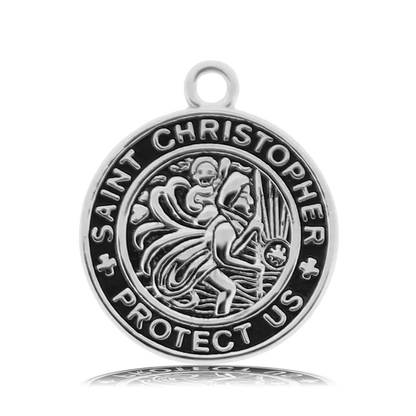 Moonstone Stone Bracelet with Saint Christopher Sterling Silver Charm