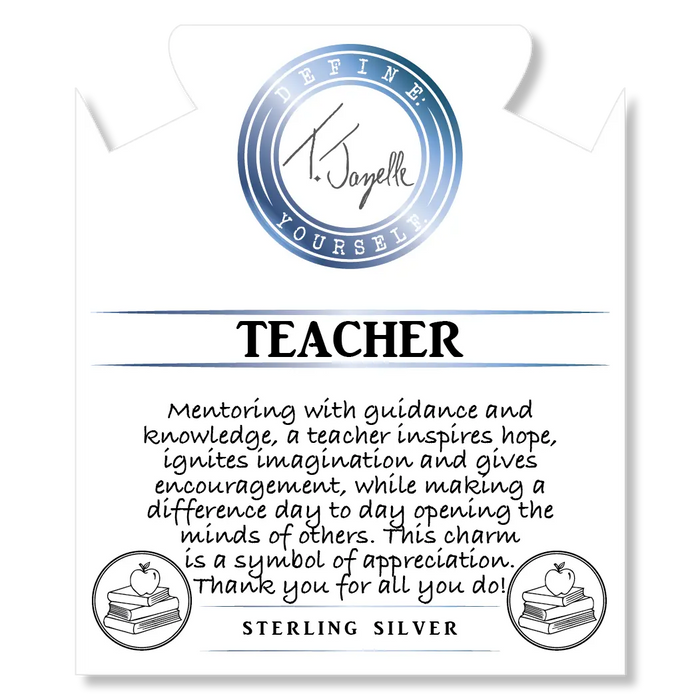 Moonstone Stone Bracelet with Teacher Sterling Silver Charm