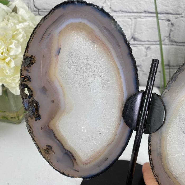 Natural Brazilian Agate "Butterfly" Slices, 8.3" Tall #5050NA-039 by Brazil Gems - Brazil GemsBrazil GemsNatural Brazilian Agate "Butterfly" Slices, 8.3" Tall #5050NA-039 by Brazil GemsAgate Butterfly Wings5050NA-039