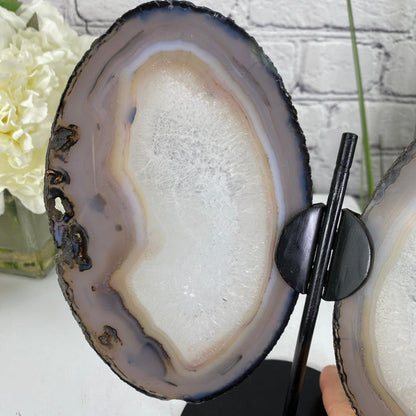 Natural Brazilian Agate "Butterfly" Slices, 8.3" Tall #5050NA-039 by Brazil Gems - Brazil GemsBrazil GemsNatural Brazilian Agate "Butterfly" Slices, 8.3" Tall #5050NA-039 by Brazil GemsAgate Butterfly Wings5050NA-039