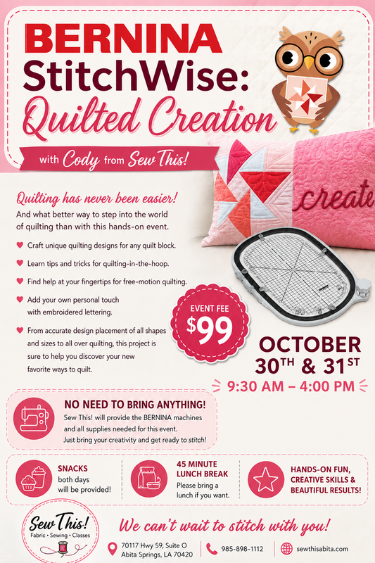 October Bernina Event stitchwise  - Oct 30-31st