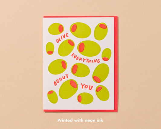 Olive Everything About You Letterpress Card