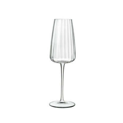 Italian Premium Flute Glasses | 7oz | Optica | Set of 4 - Luigi Bormioli USA