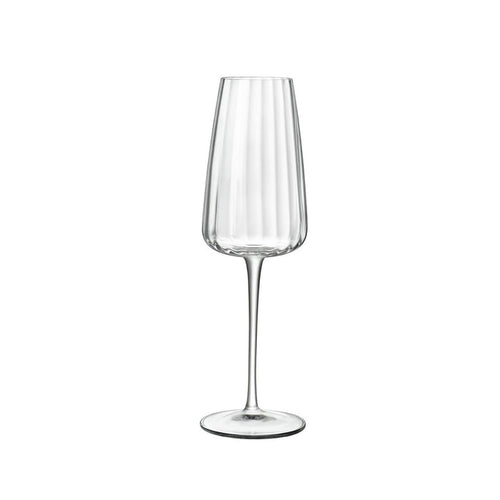 Italian Premium Flute Glasses | 7oz | Optica | Set of 4 - Luigi Bormioli USA