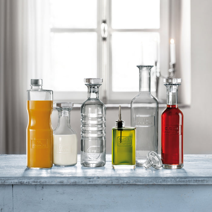 Italian Premium Glass Water Bottle | 25.25oz | Optima | 1 Piece - Luigi Bormioli USA