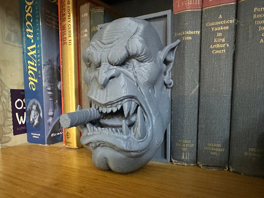 Orc Head Book Nook Shelf Insert Fantasy Bookend Decor
