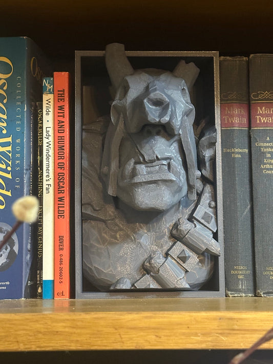 Orc Warrior Book Nook Shelf Insert Fantasy Bookend Decor